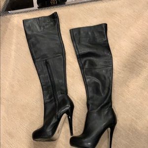 Topshop Leather Over the Knee Boots